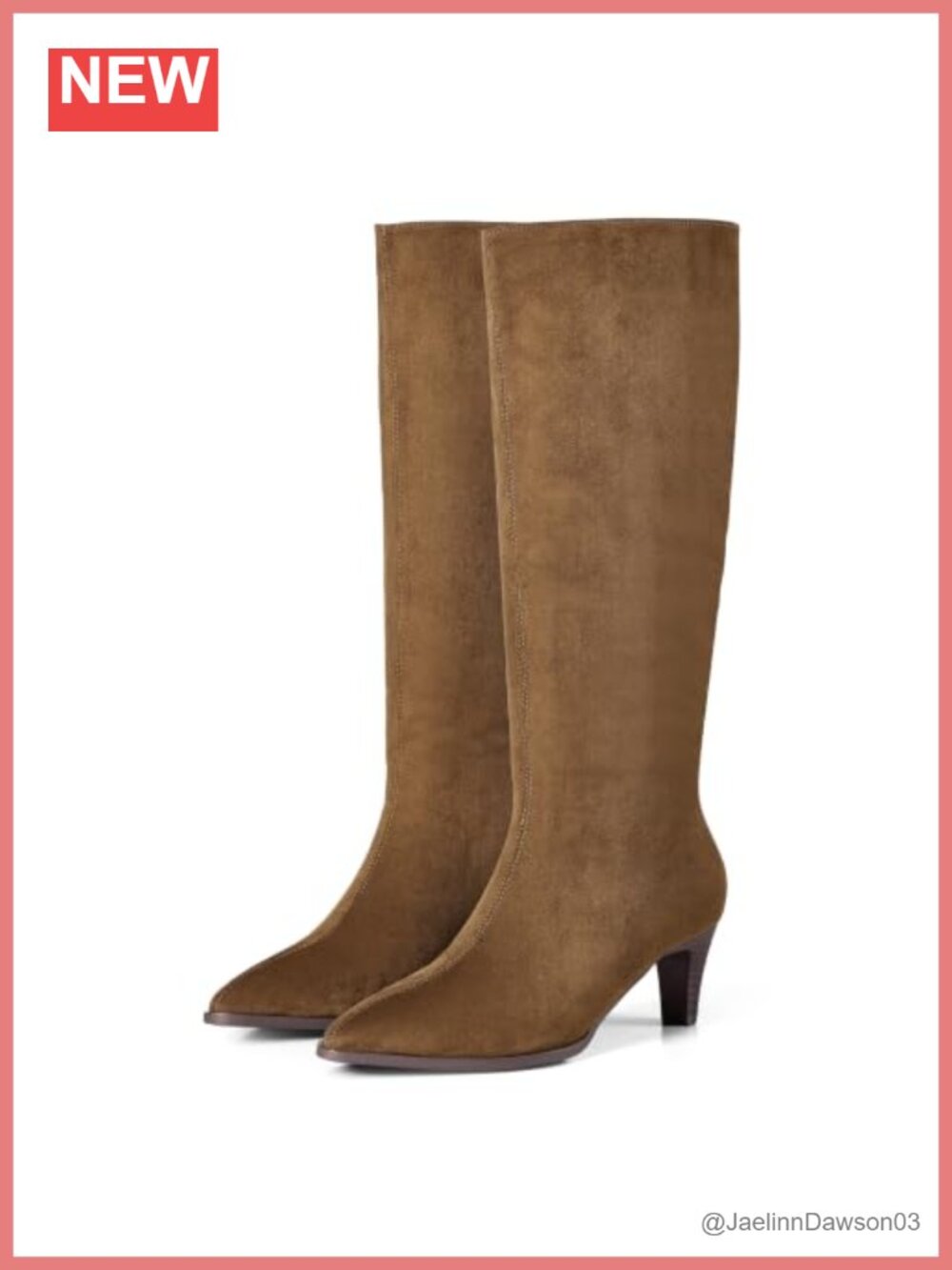 Kitten Heel Knee High Boots Women Pointed Toe Slip On Faux Suede